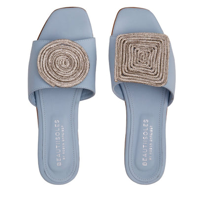 Adeline Flat Leather Slide Women’S Metallic Mesh Sandal Sandal by Beautiisoles – Don't Panic Shoes