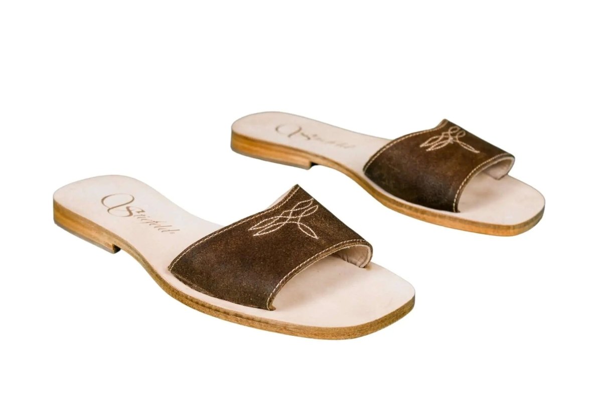 Agnes Brown Slide Sandals by Stiefeld Boots – Don't Panic Shoes