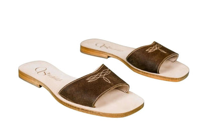 Agnes Brown Slide Sandals by Stiefeld Boots – Don't Panic Shoes