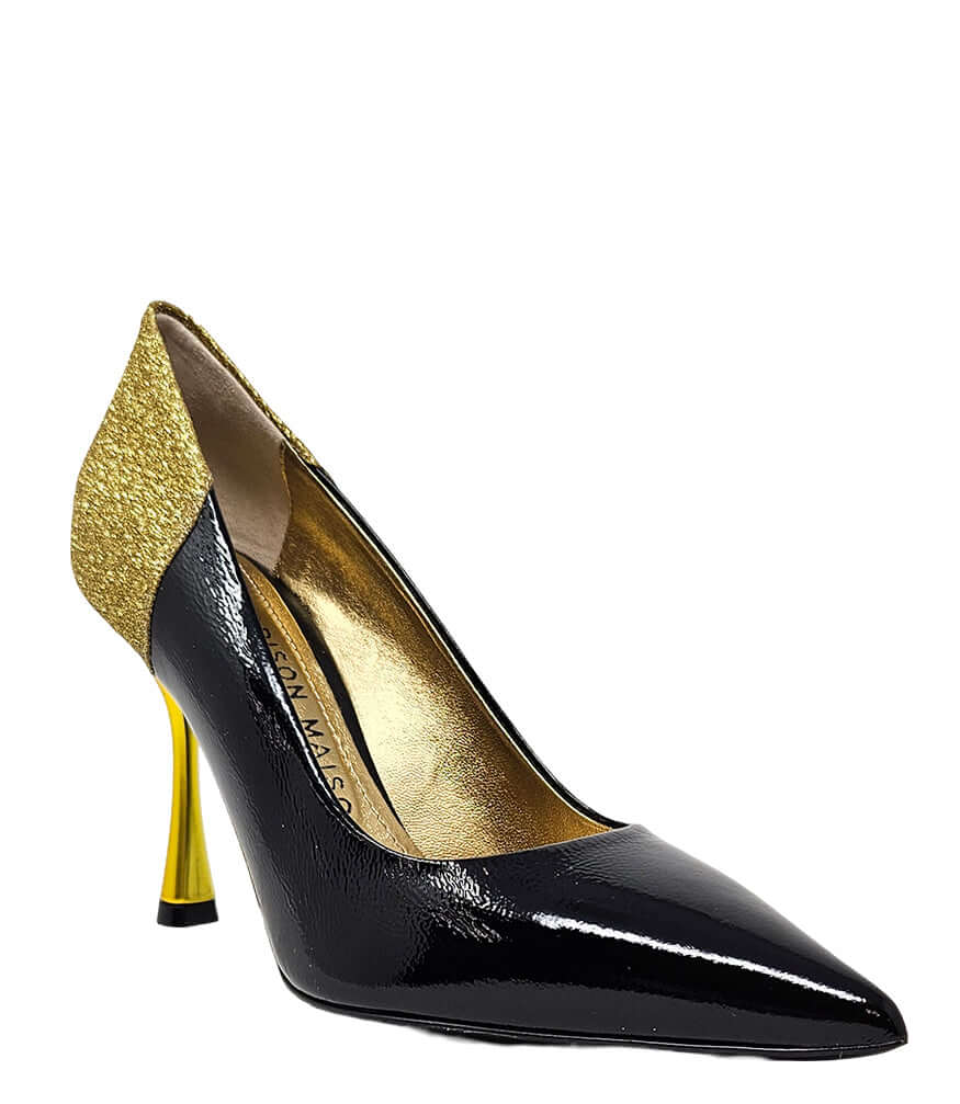 Madison Maison Alena Black/Gold High Heel Glitter Pump