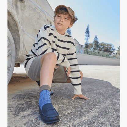 Alex Navy Non Slip Rubber Sole Cushion Padded Insole Spain Core by Childrenchic – Don't Panic Shoes