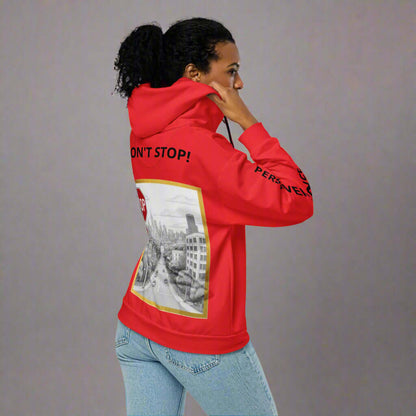 "PERSEVERANCE" Unisex red graphic zip Unisex zip hoodie (Updated Design)