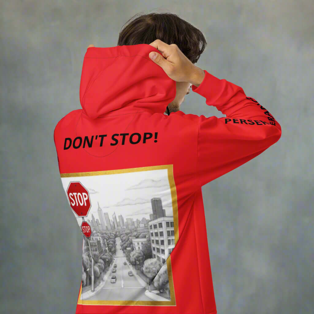 "PERSEVERANCE" Unisex red graphic zip Unisex zip hoodie (Updated Design)