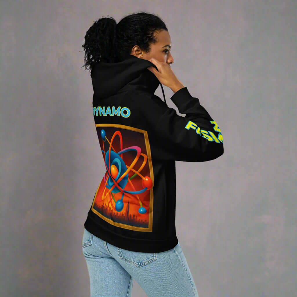 "DYNAMO" black Unisex zip hoodie (Updated Design)