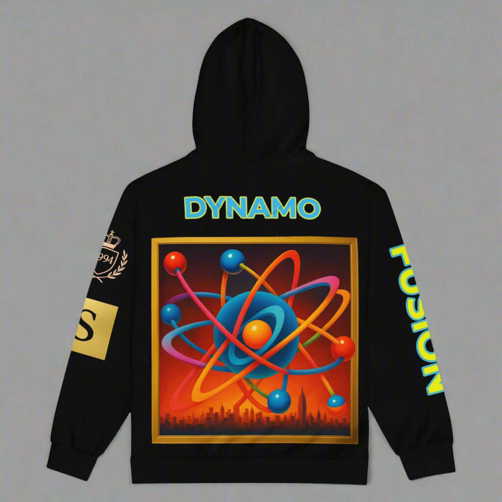 "DYNAMO" black Unisex zip hoodie (Updated Design)