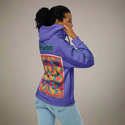 "Fractiπ" Unisex multicolor purple graphic art zip hoodie (Updated design)