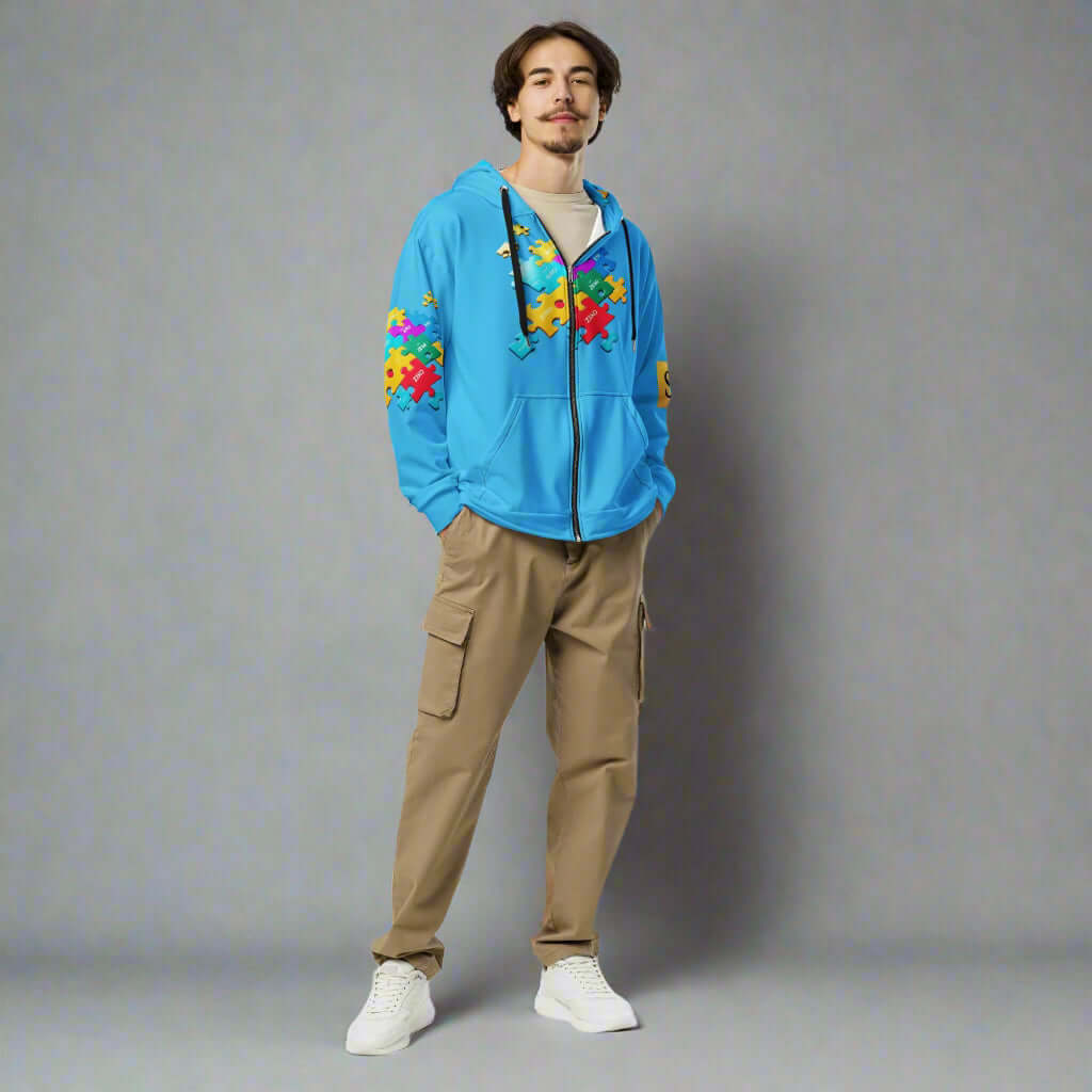 THE PUZZLE Streetwear Hoodie — Blue Zip | STORE 7994