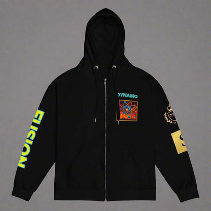 "DYNAMO" black Unisex zip hoodie (Updated Design)