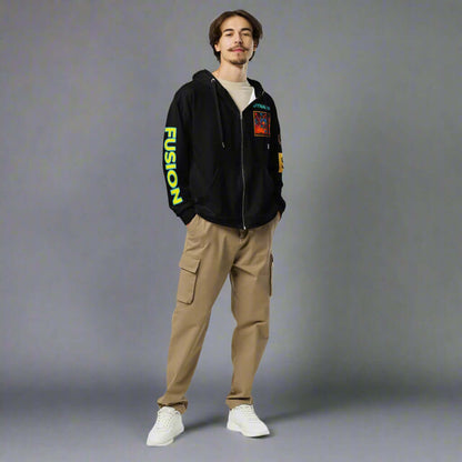 "DYNAMO" black Unisex zip hoodie (Updated Design)