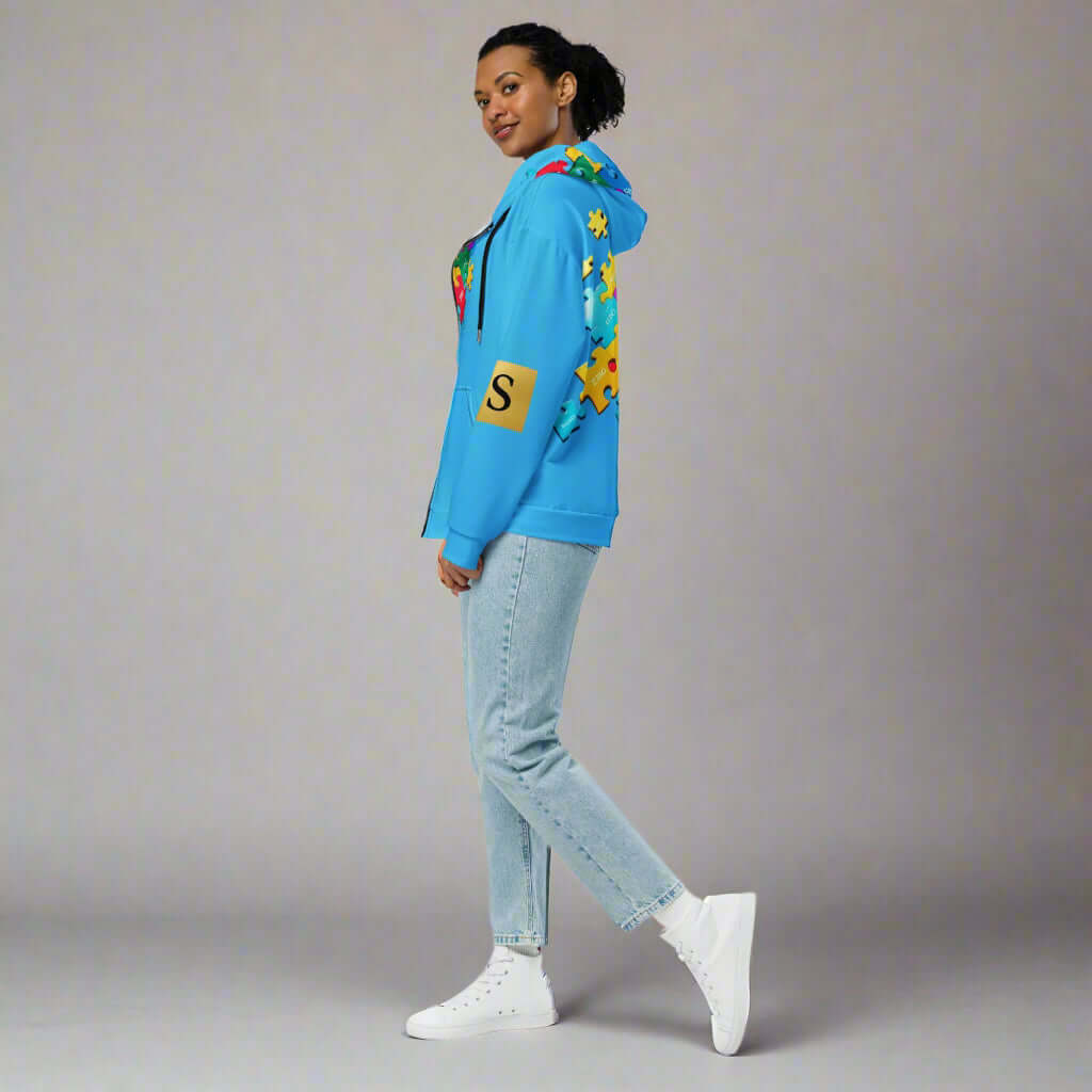 THE PUZZLE Streetwear Hoodie — Blue Zip | STORE 7994