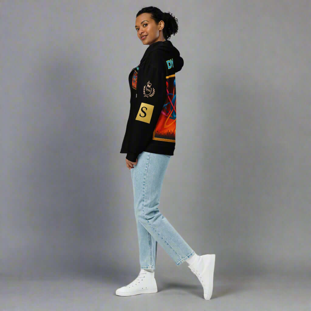 "DYNAMO" black Unisex zip hoodie (Updated Design)