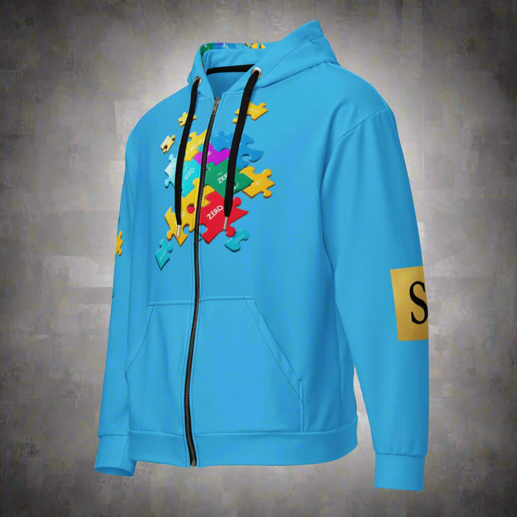 THE PUZZLE Streetwear Hoodie — Blue Zip | STORE 7994