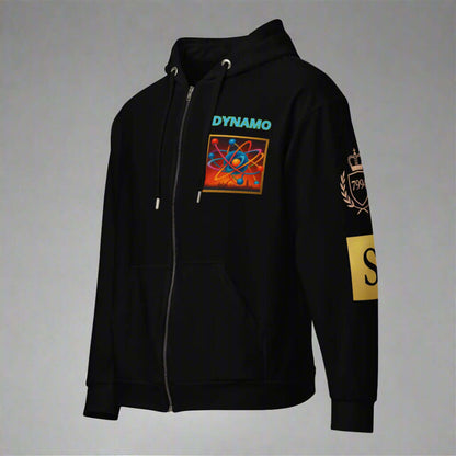 "DYNAMO" black Unisex zip hoodie (Updated Design)