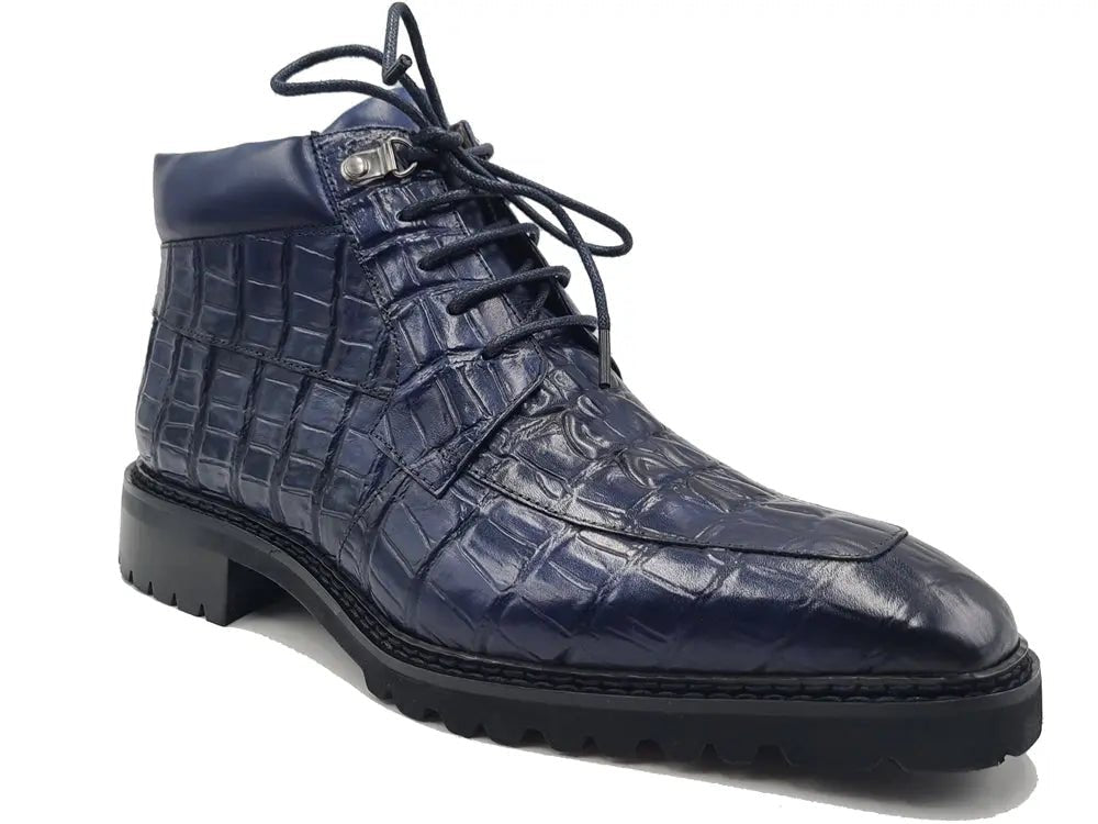 Alligator Embossed Lace Up Boots Men's Calfskin Leather Kb516 - 50 Boots by Carrucci Shoes – Don't Panic Shoes