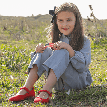 Alma Red Adjustable Velcro Non Slip Rubber Soles Spain core by Childrenchic – Don't Panic Shoes