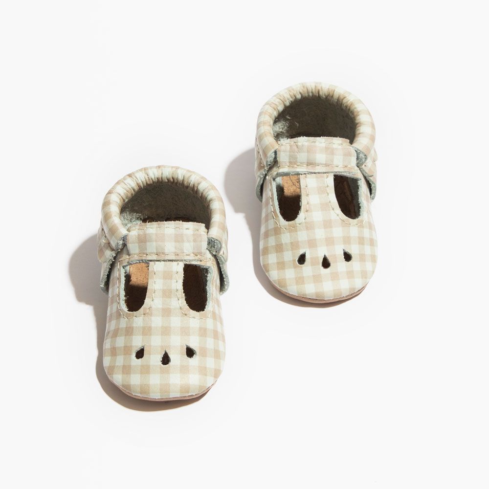 Almond Gingham Mary Jane Baby Shoe Mary Jane by Freshly Picked – Don't Panic Shoes