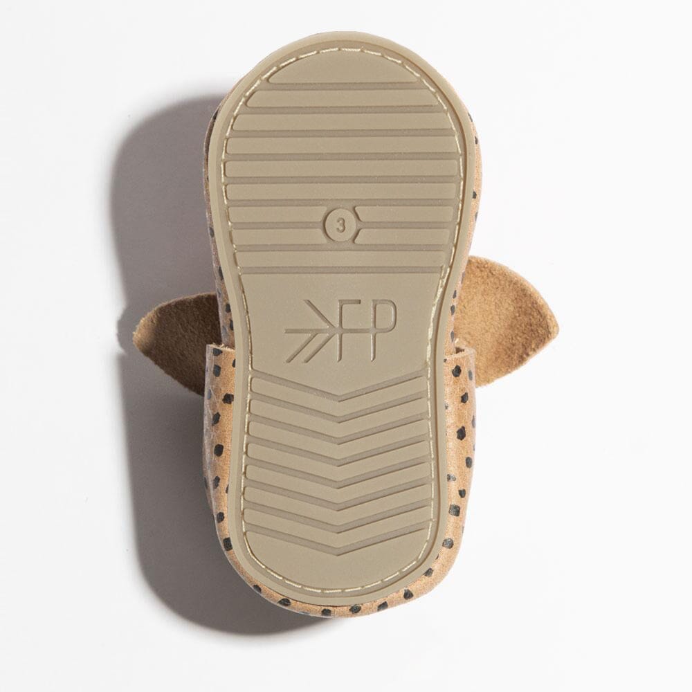 Almond Speckles Knotted Bow Baby Shoe Knotted Bow Mocc by Freshly Picked – Don't Panic Shoes