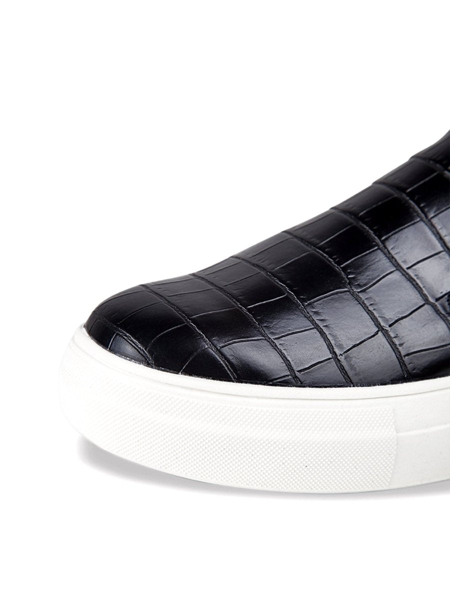 Alpha | Black Crocodile Sneakers by J.Adams – Don't Panic Shoes