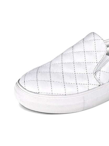 Alpha | White Quilt Sneakers by J.Adams – Don't Panic Shoes