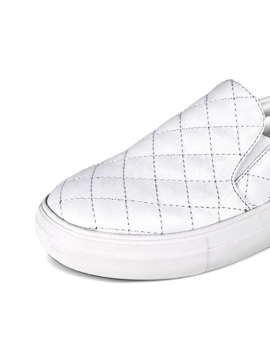 Alpha | White Quilt Sneakers by J.Adams – Don't Panic Shoes