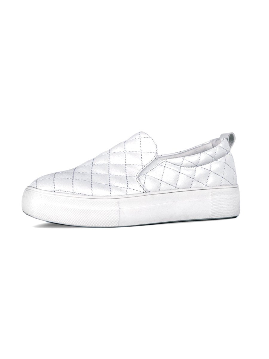 Alpha | White Quilt Sneakers by J.Adams – Don't Panic Shoes