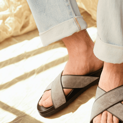 Amalfi CroSsover Sandal Men’s Calf Leather Suede Grigio Men's Footwear by Del Toro Shoes – Don't Panic Shoes