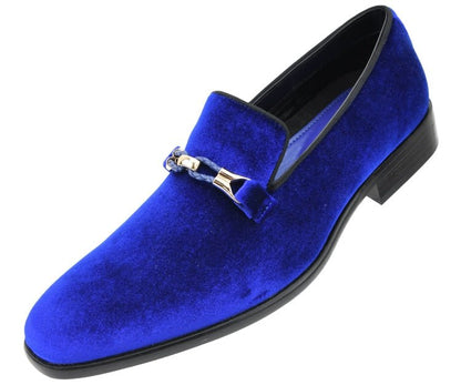 Amali Aller Men's Royal Blue Velvet Slippers Smoking Slippers by Amali – Don't Panic Shoes