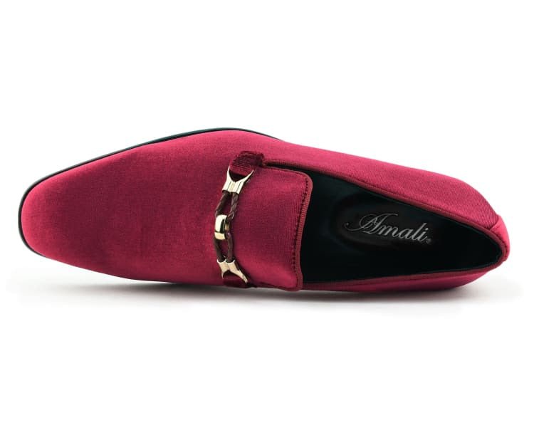 Amali Aller Men's Velvet Slippers Burgundy Velvet Smoking Slippers by Amali – Don't Panic Shoes
