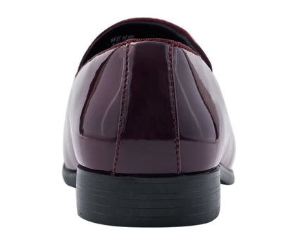 Amali Andrew Burgundy Men's Velvet Patent Leather Loafers Smoking Slippers by Amali – Don't Panic Shoes