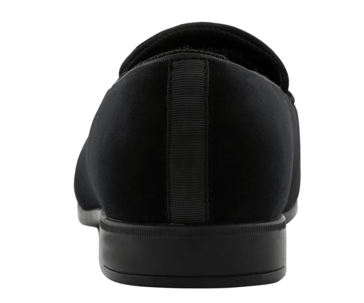 Amali Antonio Men's Black Royal Slip On Dress Shoes Smoking Slippers by Amali – Don't Panic Shoes