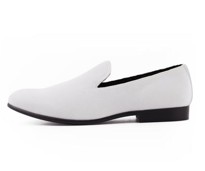 Amali ArieS Velvet Elegance Loafers Men’s White Velvet Smoking Slippers by Amali – Don't Panic Shoes