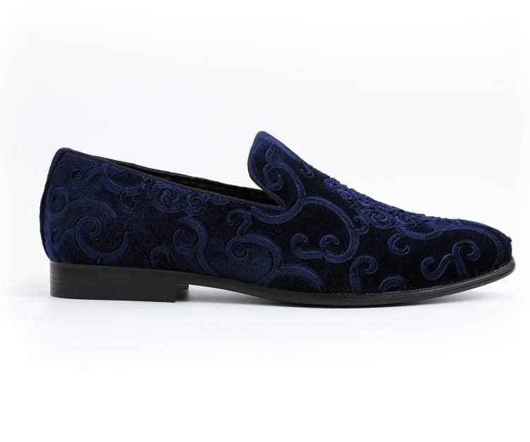 Amali Bryant Paisley Velvet Slip On Loafers For Men Smoking Slippers by Amali – Don't Panic Shoes