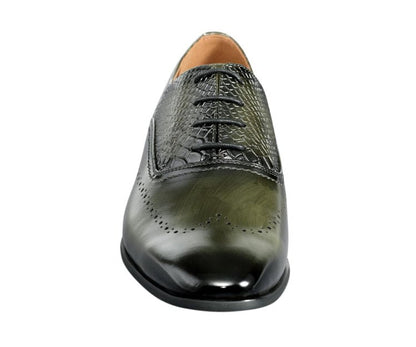 Amali Burke Men's Olive Green Leather Sophisticated Elegant Oxfords Oxfords by Amali – Don't Panic Shoes