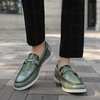 Amali Cahill Emerald Elegance Men’S Leather Loafers Loafers by Amali – Don't Panic Shoes