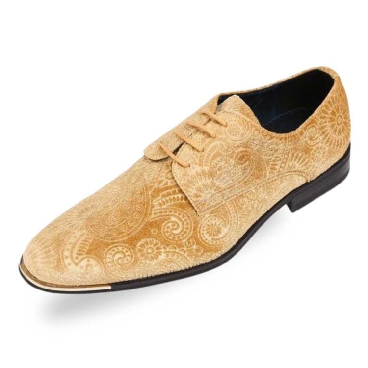 Amali Chadwick Gold Men’S Velvet Paisley Loafers Oxfords by Amali – Don't Panic Shoes