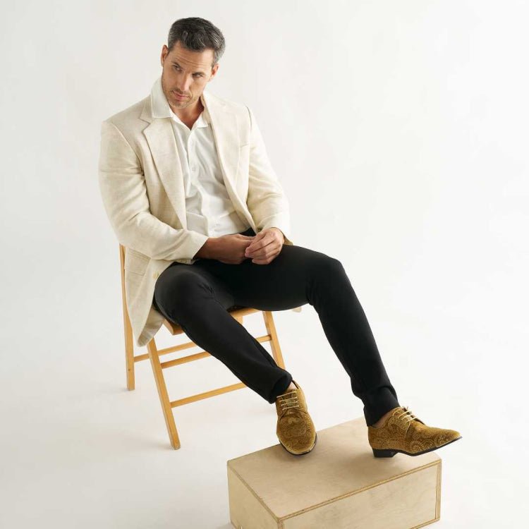 Amali Chadwick Gold Men’S Velvet Paisley Loafers Oxfords by Amali – Don't Panic Shoes