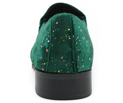 Amali Chaz Men's Green Luxury Velvet Smoking Slippers Smoking Slippers by Amali – Don't Panic Shoes