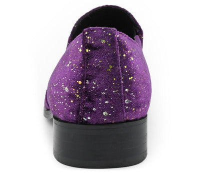 Amali Chaz Purple Men's Glitter Dress Shoes With Tassels Smoking Slippers by Amali – Don't Panic Shoes