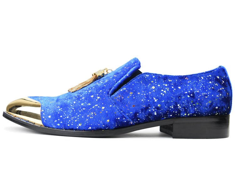 Amali Chaz Royal Men’S Gold Glitter Dress Shoes Smoking Slippers by Amali – Don't Panic Shoes