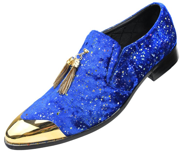 Amali Chaz Royal Men’S Gold Glitter Dress Shoes Smoking Slippers by Amali – Don't Panic Shoes