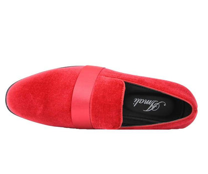 Amali CrimSon Knight Velvet Loafers Men’s Red Velvet Smoking Slippers by Amali – Don't Panic Shoes