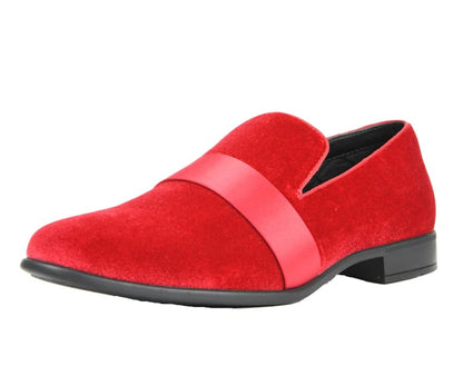 Amali CrimSon Knight Velvet Loafers Men’s Red Velvet Smoking Slippers by Amali – Don't Panic Shoes