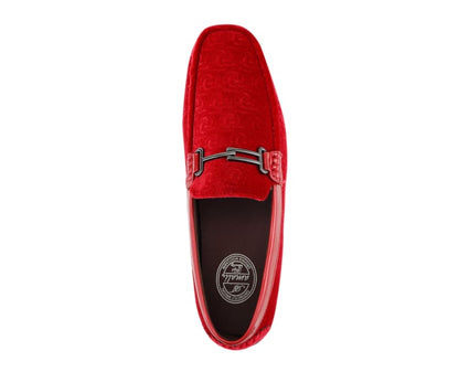 Amali CrimSon Velvet Elegance Men’s Flower Embossed Velvet Moccasins Driving Moccasins by Amali – Don't Panic Shoes