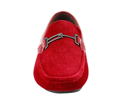 Amali CrimSon Velvet Elegance Men’s Flower Embossed Velvet Moccasins Driving Moccasins by Amali – Don't Panic Shoes