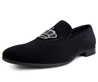 Amali Crown Black Velvet Slip On Loafers Smoking Slippers by Amali – Don't Panic Shoes
