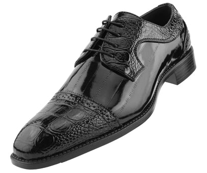 Amali Dallas Black Oxford Dress Shoes Eel Skin Oxfords by Amali – Don't Panic Shoes