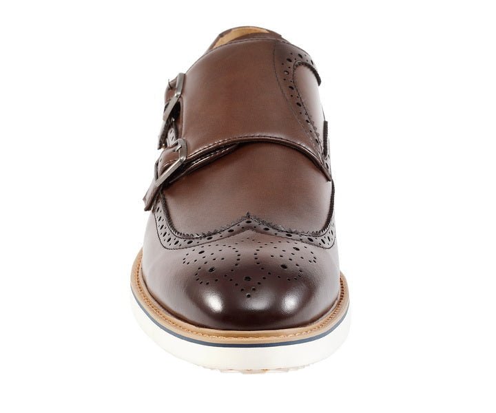 Amali Dario CaSual Elegance Monk Strap Shoes Men’s Brown Leather Oxfords by Amali – Don't Panic Shoes