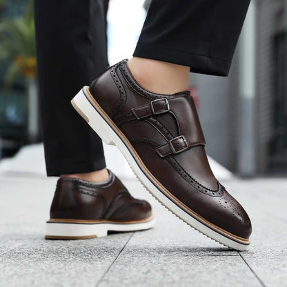 Amali Dario CaSual Elegance Monk Strap Shoes Men’s Brown Leather Oxfords by Amali – Don't Panic Shoes