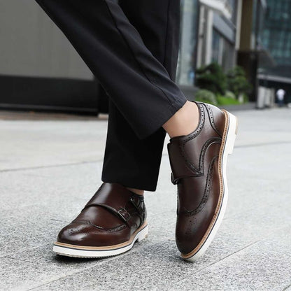 Amali Dario CaSual Elegance Monk Strap Shoes Men’s Brown Leather Oxfords by Amali – Don't Panic Shoes