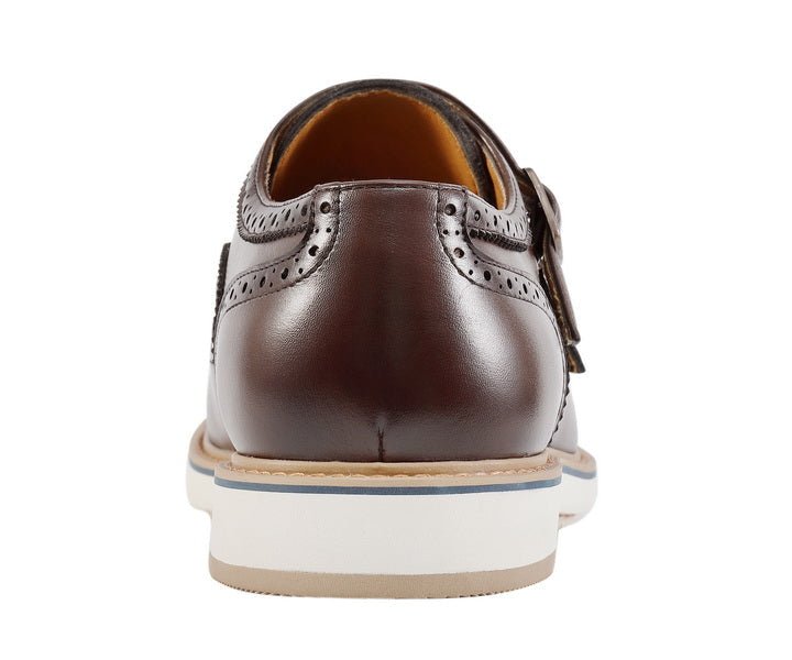 Amali Dario CaSual Elegance Monk Strap Shoes Men’s Brown Leather Oxfords by Amali – Don't Panic Shoes